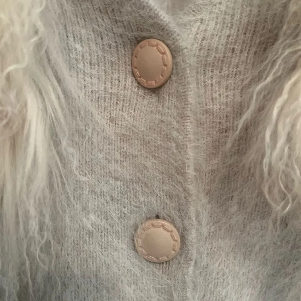 Connie A Lee Cream Teddy Sweater with Faux Fur Collar